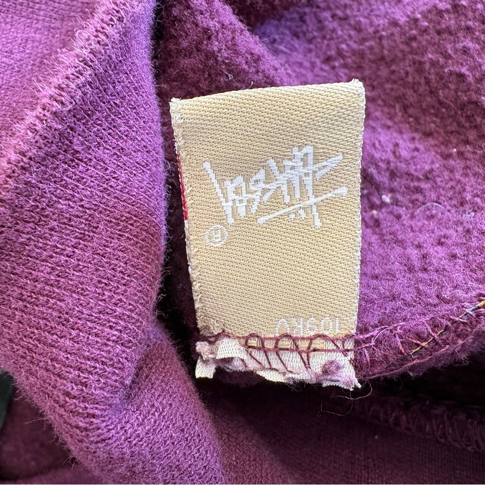 Stussy Men's Sweatshirt Crew Neck Purple Graphic Sweatshirt Eggplant Brass Sz. M - Picture 6 of 7